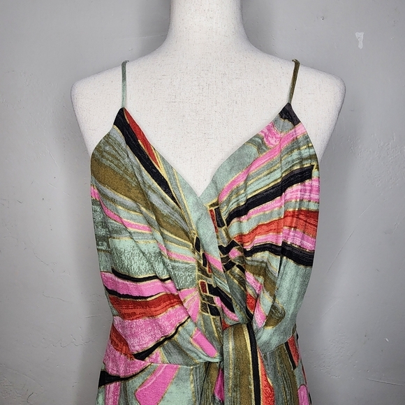 Jason Wu Printed Midi Linen Faux Wrap Dress Size 8 - Picture 11 of 13